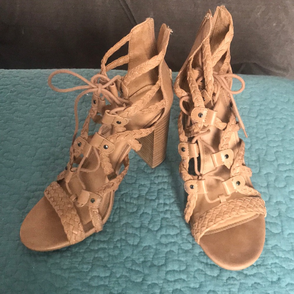 Heeled ankle height sandals